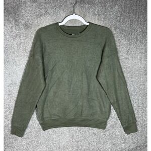 Bella + Canvas Fleece Top Womens Sz XS Green Long Sleeve Drop Shoulder Crew Neck